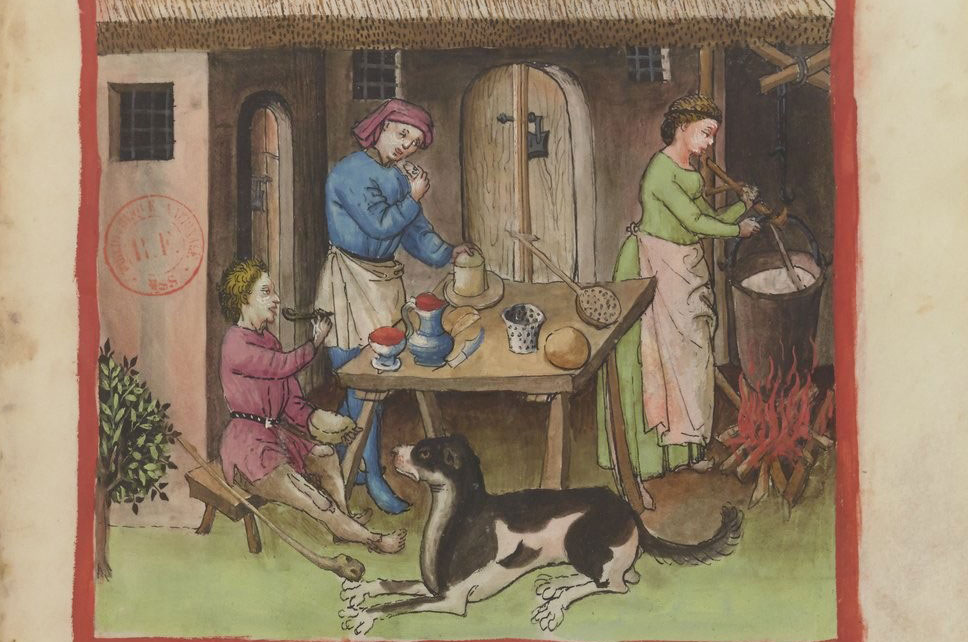 In de keuken, Tacuinum sanitatis, 14e eeuw, Bibliothèque nationale de France